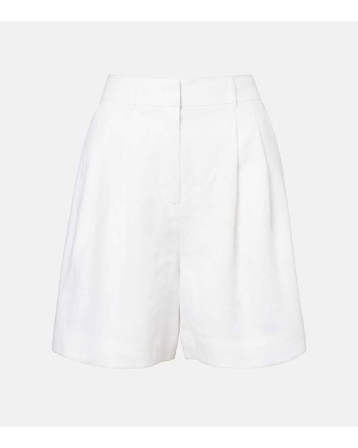Posse White Marchello High-Rise Linen Shorts