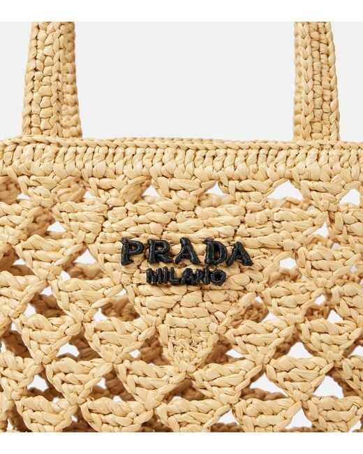 Prada Metallic Tote Bag Mini Aus Haekelstrick