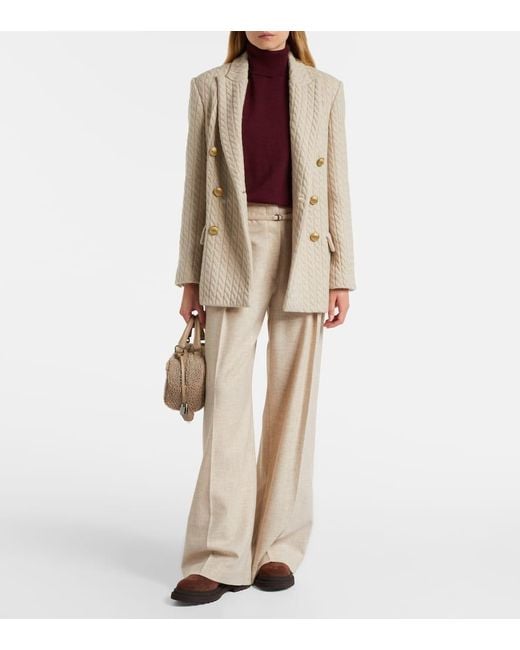 Brunello Cucinelli Natural Monili Cable-Knit Cashmere Blazer