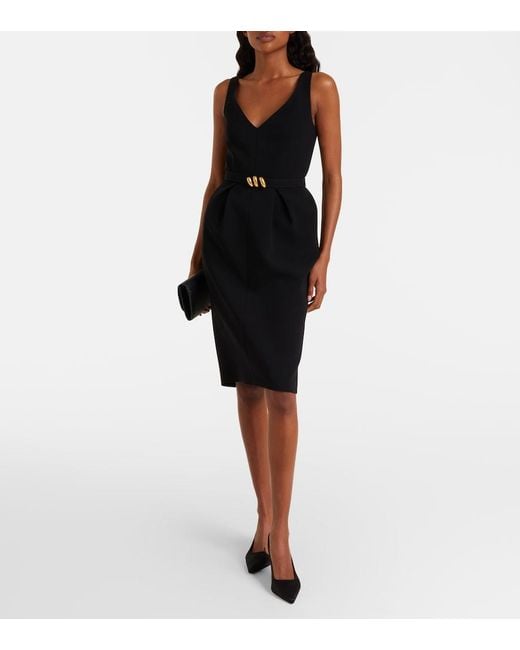 Max Mara Black Belted Cady Midi Dress