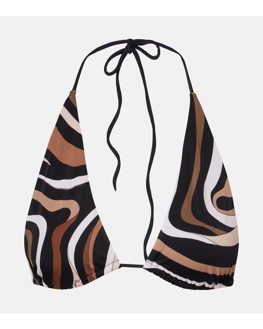 Emilio Pucci Black Marmo Triangle Bikini Top