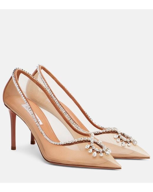 Aquazzura Natural Pumps Seduction Aus Mesh Mit Kristallen