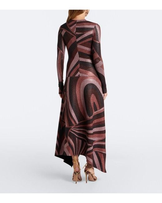 Emilio Pucci Brown Iride Lurex Jersey Midi Dress