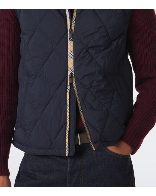 Burberry Blue Check Quilted Vest for men