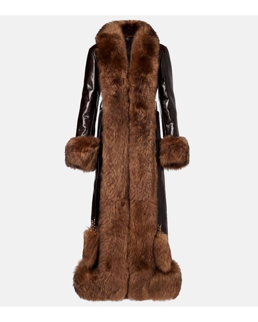 Manteau En Cuir Et Shearling Chloé en coloris Brown