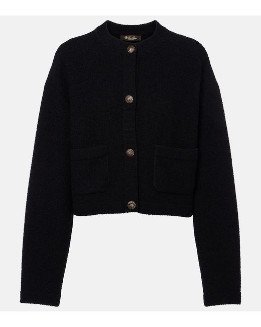 Loro Piana Black Cropped Cotton And Silk Cardigan