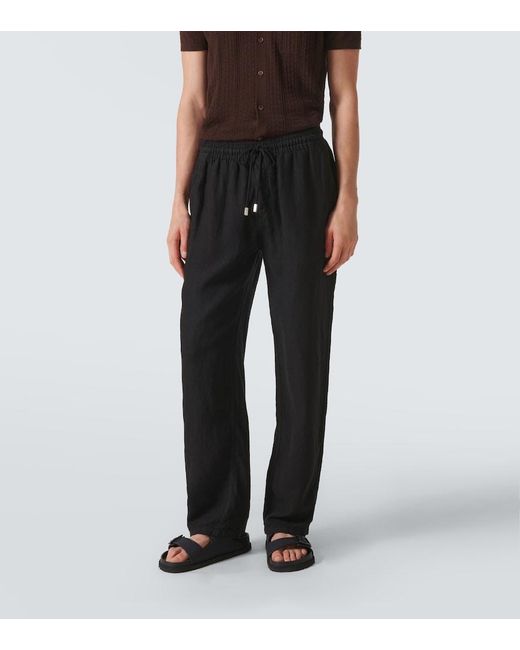 Vilebrequin Black Pacha Linen Wide-Leg Pants for men