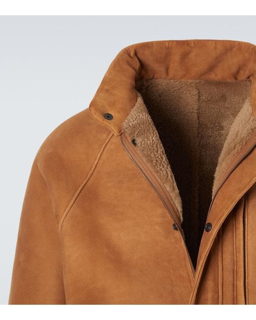 A.PRESSE Brown Shearling-Lined Suede Jacket for men