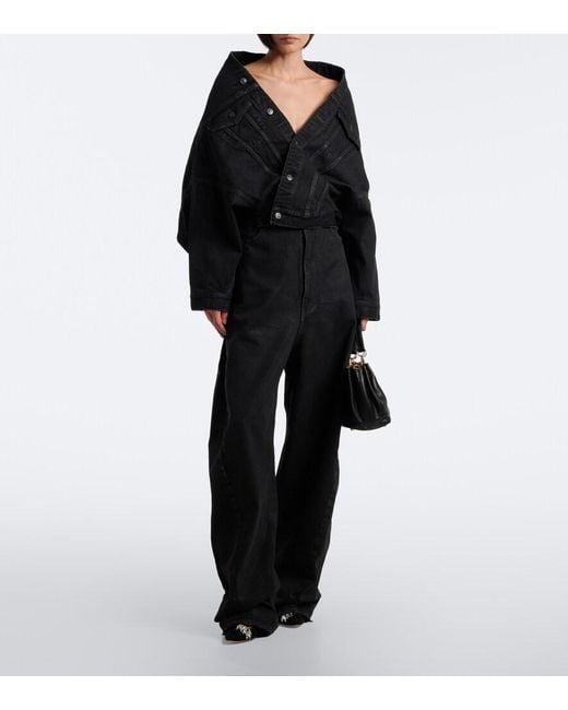 Balenciaga Black Mid-Rise Barrel-Leg Jeans