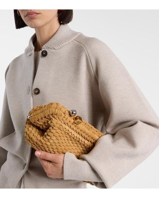 Jacquemus Natural Salon Woven Suede Clutch