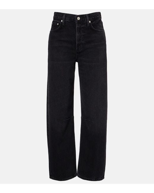 Citizens of Humanity Blue Miro Cropped High-Rise Barrel-Leg Jeans