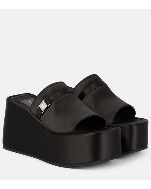 NODALETO Black Bulla Yelena Satin Platform Slides