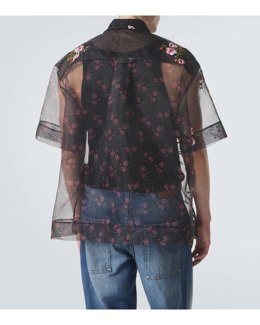 Simone Rocha Gray Floral Sheer Organza Shirt for men