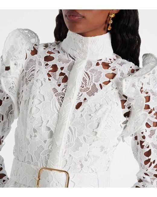 Robe Midi Aliyah En Dentelle LEO LIN en coloris White