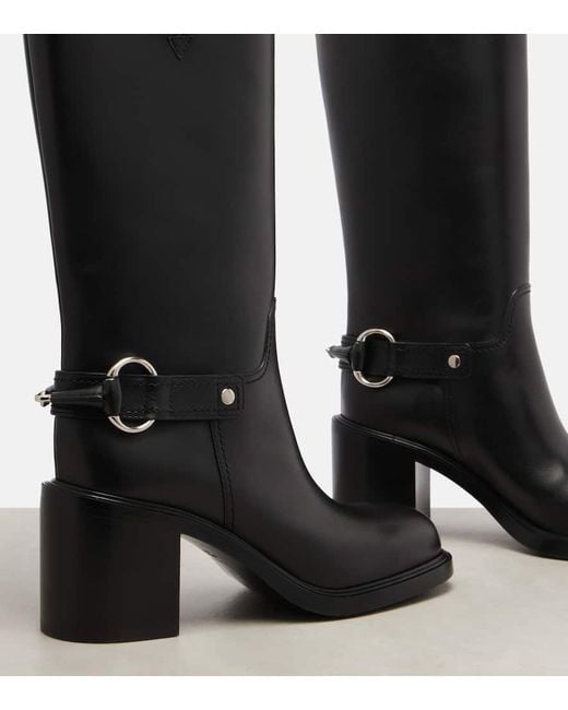 Botas Altas De Piel Con Horsebit Gucci de color Black