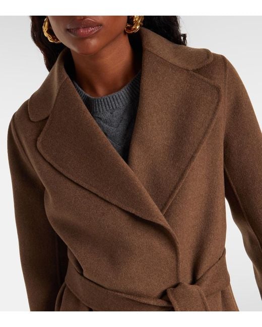 Max Mara Brown Poldo Virgin Wool Wrap Coat