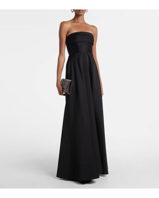 Roland Mouret Black Pleated Taffeta Corset Gown