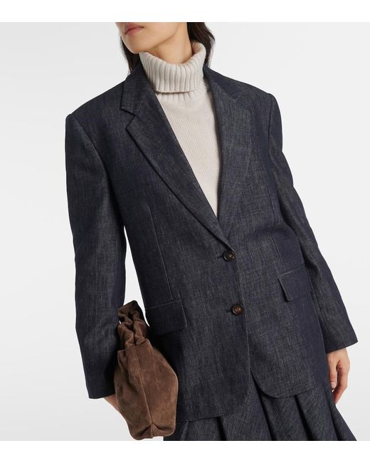 Brunello Cucinelli Black Single-Breasted Denim Blazer