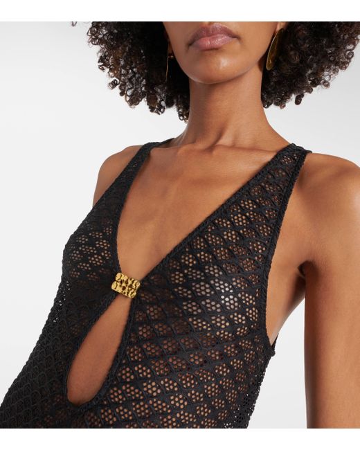 Ganni Black Keyhole Mesh Beach Cover-Up