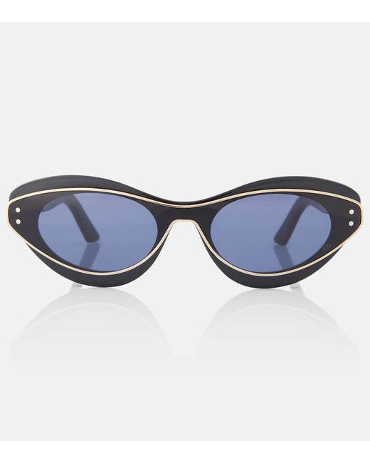 Dior Black Cat-Eye Sunglasses with Blue Lenses Dior Meteor II Dior Meteor B1i Cat-eye Sunglasses In Shiny Black/blue  main image 2