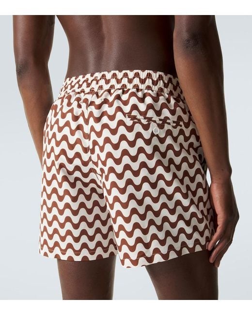 Frescobol Carioca Brown Rio Printed Swim Trunks for men