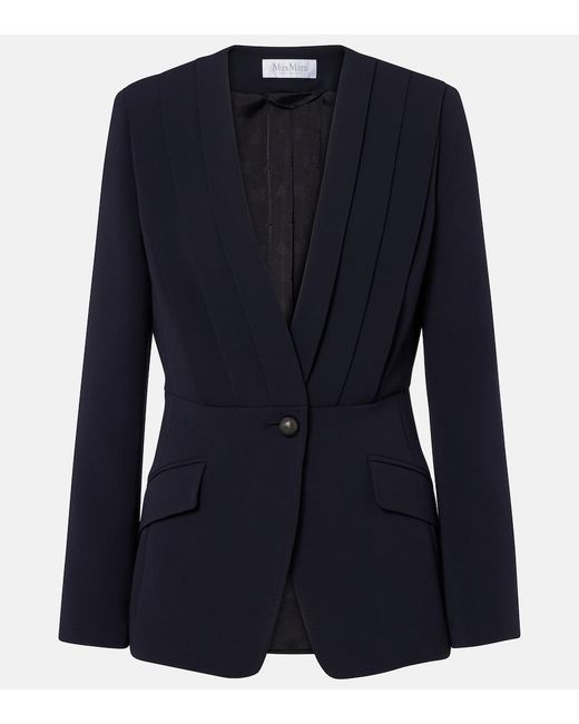 Max Mara Blue Pleated Cady Blazer