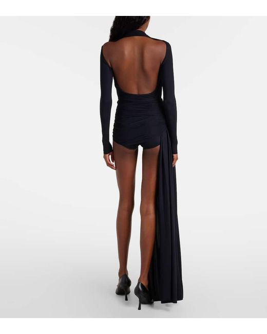 Balenciaga Women's Blue Asymmetric Draped Minidress Balenciaga Women's Blue Asymmetric Draped Minidress