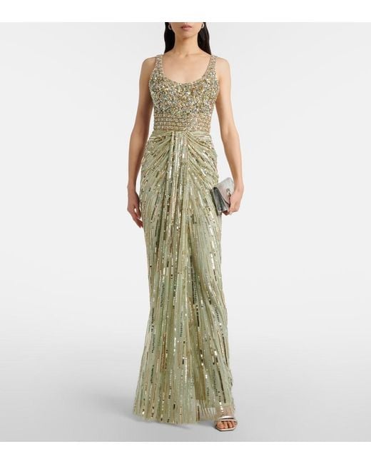 Jenny Packham Green Elixir Embellished Bustier Gown