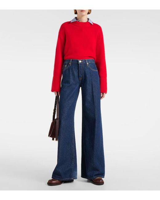 Re/done Blue Palazzo Mid-Rise Wide-Leg Jeans
