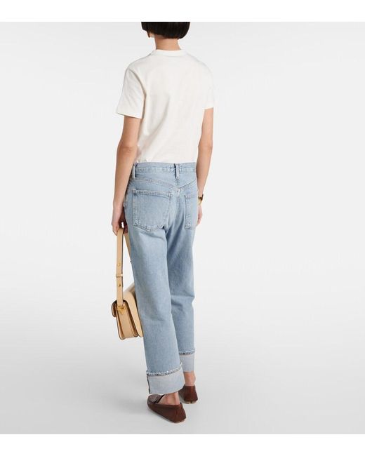 Agolde Blue Fran Mid-Rise Straight Jeans