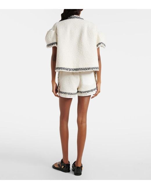Sacai White Boucle Shorts