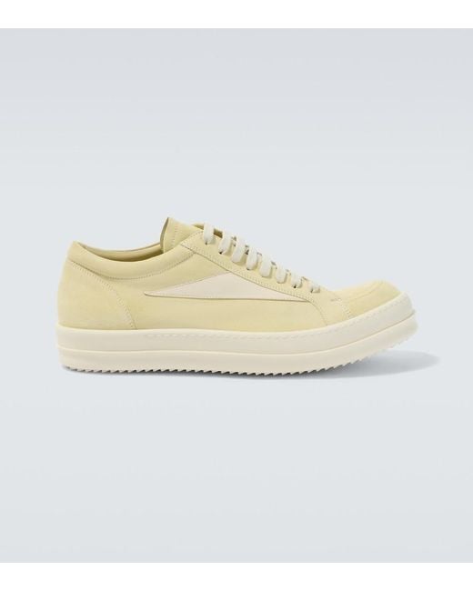 Rick Owens White Vintage Suede Sneakers for men