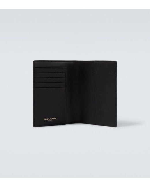 Saint Laurent Black Cassandre Leather Card Holder for men