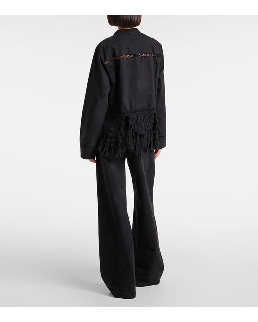 Isabel Marant Black Severine Open-Knit Macrame Cotton Blouse