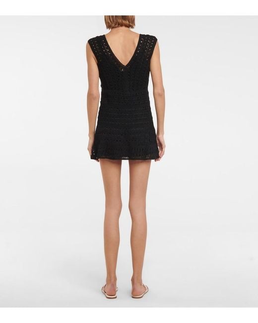 Anna Kosturova Black Jennifer Crochet Cotton Minidress