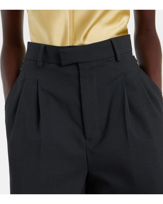 AMI Black High-Rise Virgin Wool Twill Pants