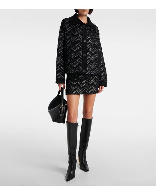 Missoni Black Zigzag-Woven Lurex-Detailed Cardigan