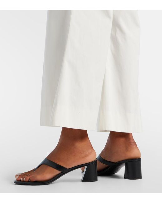 Khaite Gray Archer Leather Thong Sandals