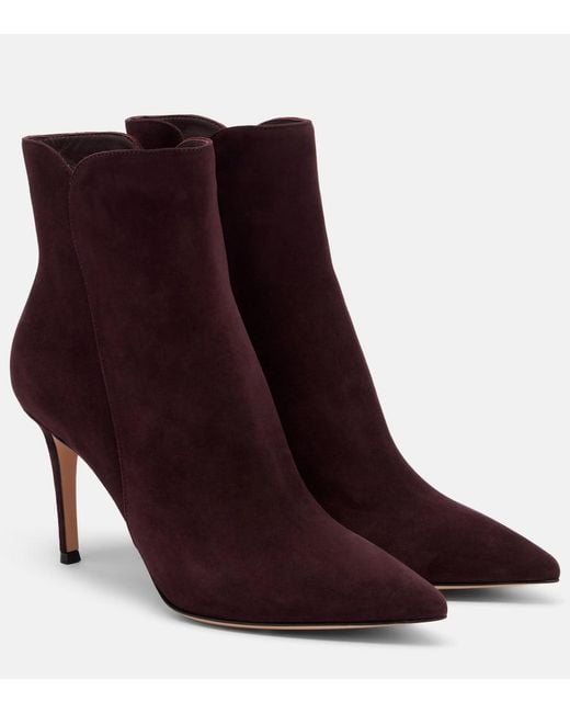 Gianvito Rossi Purple Levy Suede Ankle Boots