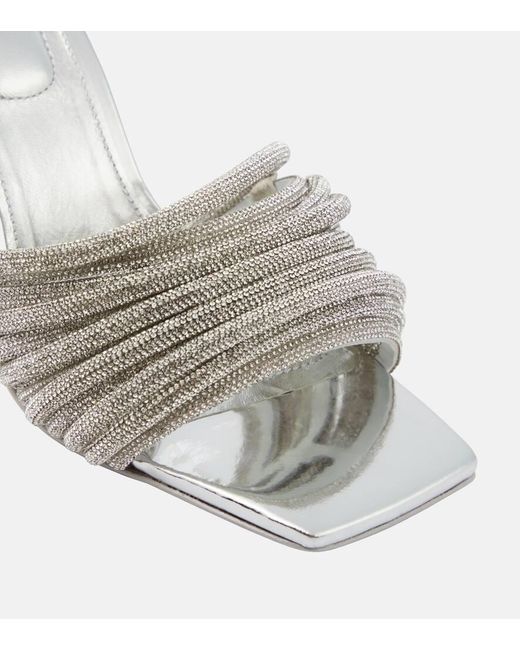 Jonathan Simkhai White Lena Crystal-Embellished Mules