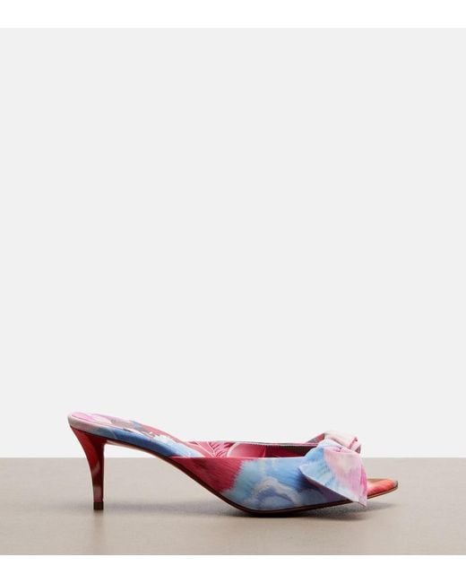 Christian Louboutin Pink Mulazee Bow-Detail Floral Chine Mules
