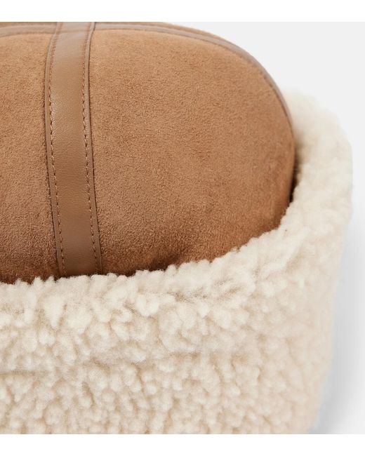 Totême  Natural Leather-Trimmed Shearling And Suede Hat