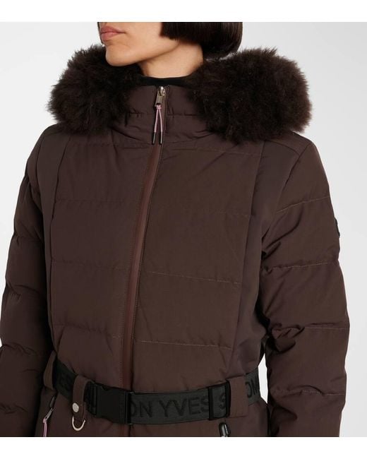 Yves Salomon Brown Veste 64Cm Shearling-Trimmed Ski Jacket