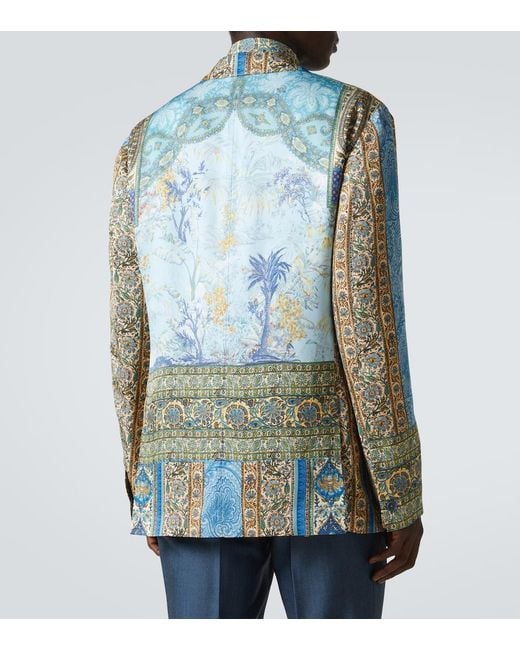 Etro Blue Partially-Lined Blazer With Three Patch Pockets for men