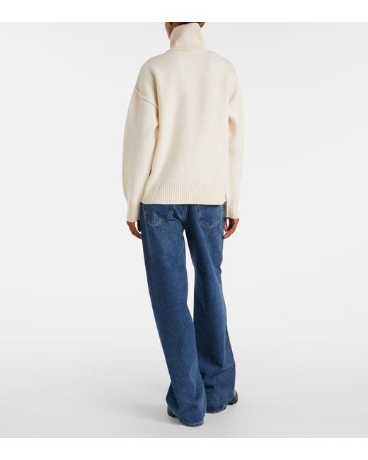 AMI White Ami De Cour Virgin Wool Turtleneck Sweater