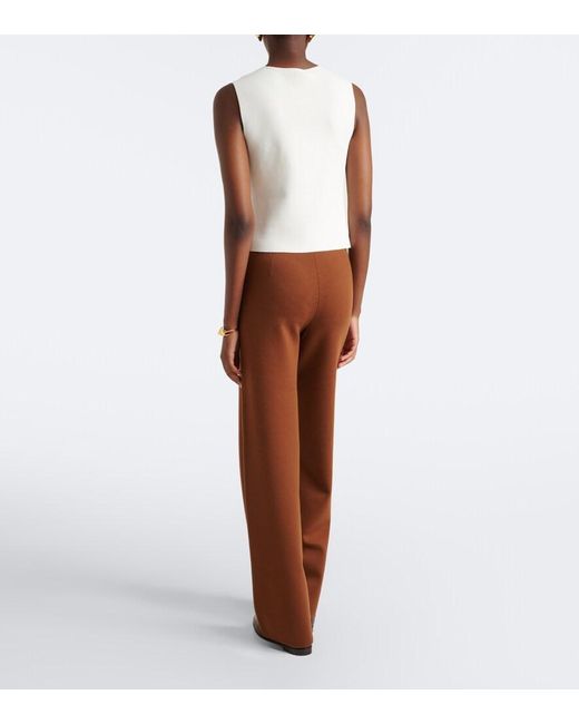 Max Mara Brown Wool-Blend Wide-Leg Pants