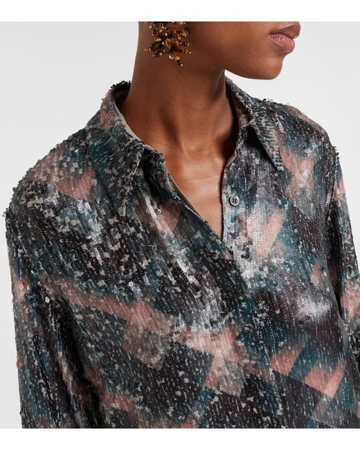 Dries Van Noten Gray Squined Shirt