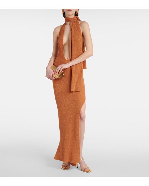 AYA MUSE White Eyre Scarf-Detail Maxi Dress