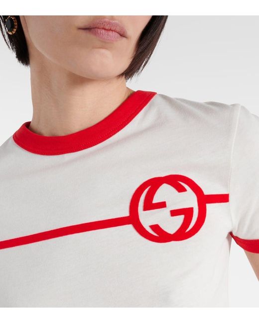 T-shirt Interlocking G in jersey di Gucci in White