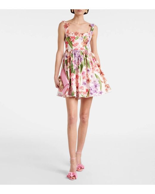 Vestido Corto Barbare De Algodon Floral Agua Bendita de color Pink